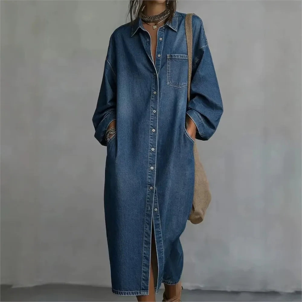 Jeanskleid Kiruna™ mit Hemdkragen, Brusttasche und Knopfleiste