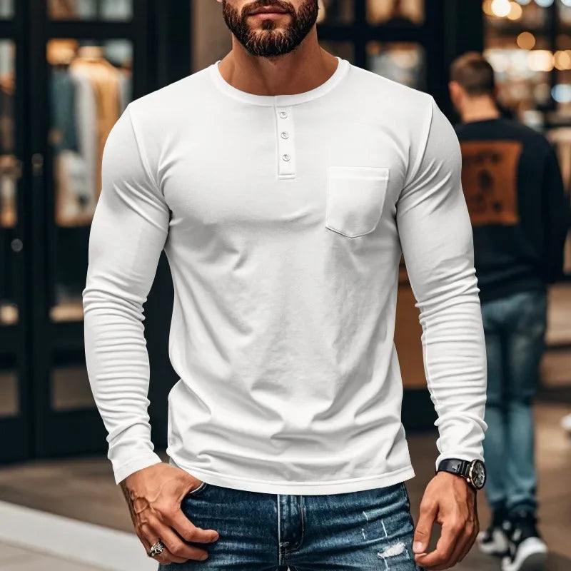 Northline™ Langarmshirt Mit Henley-Kragen und Figurbetonter Passform