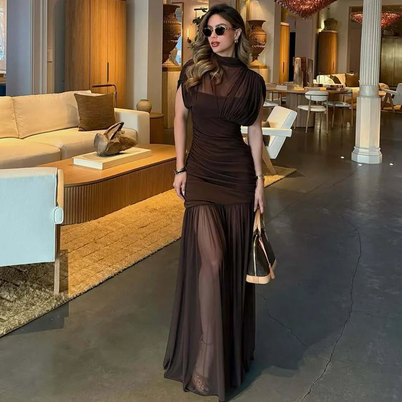 Elixire™-Kleid mit Durchscheinendem Tüll und Raffinierten Falten