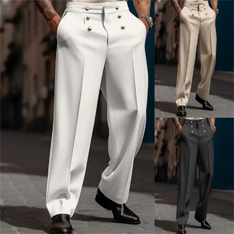 Marten™ Hose mit hoher Taille, Bundfalten und Metallknöpfen