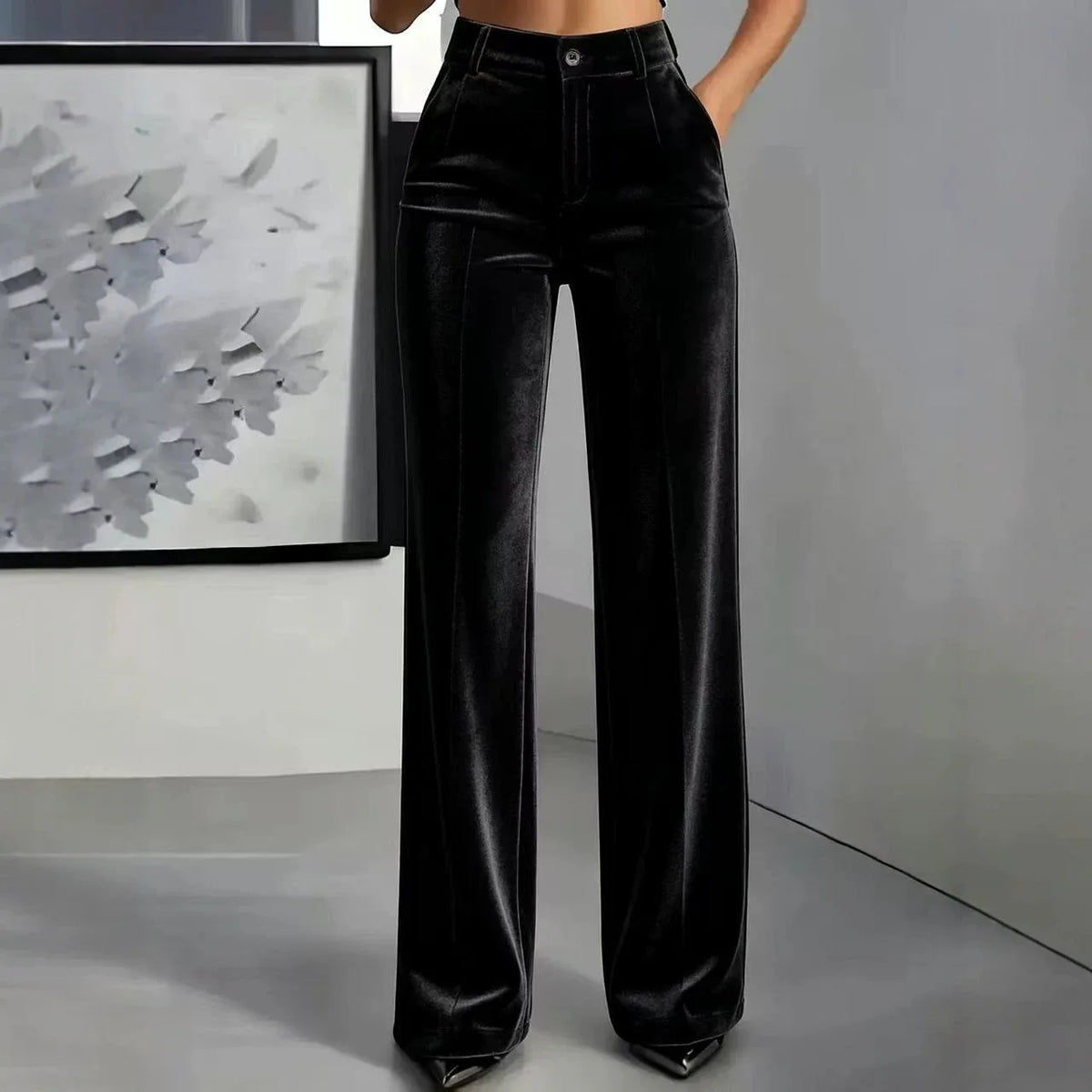 Lucerna™ Hose mit hoher Taille, samtiger Optik und Palazzo-Schnitt