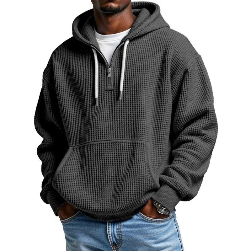 Hoodie Lennard™ mit feiner Waffelstruktur, Kapuze und Kängurutasche