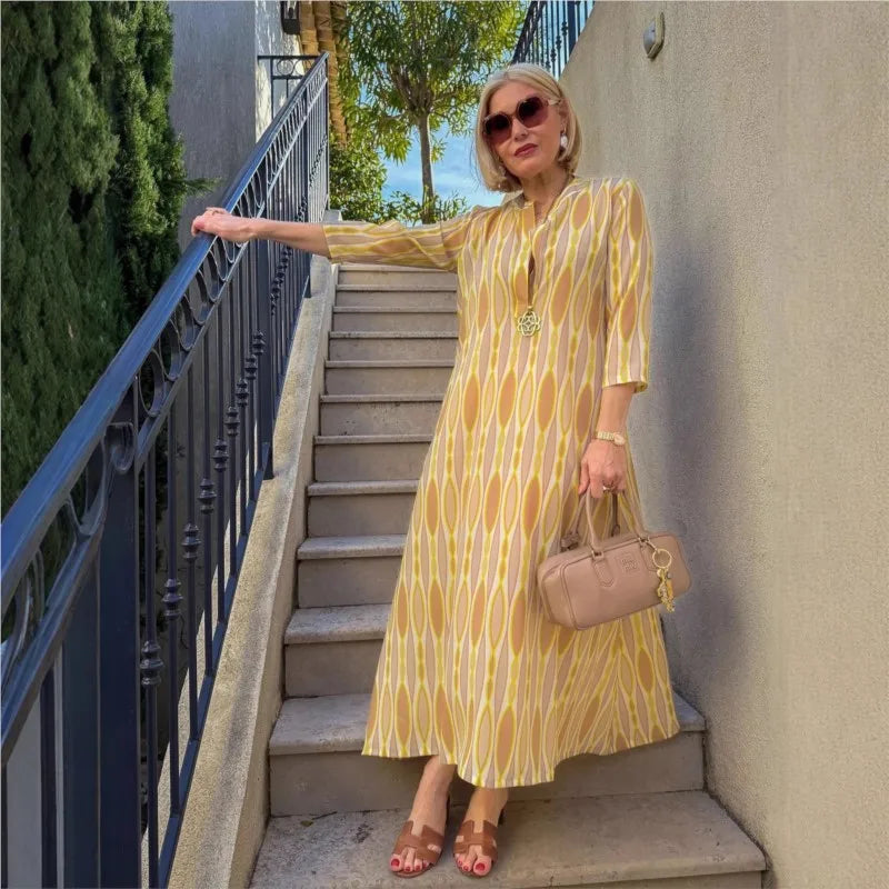 Soleil Class™-Kleid aus Hochwertiger Viskose mit Mediterranem Print