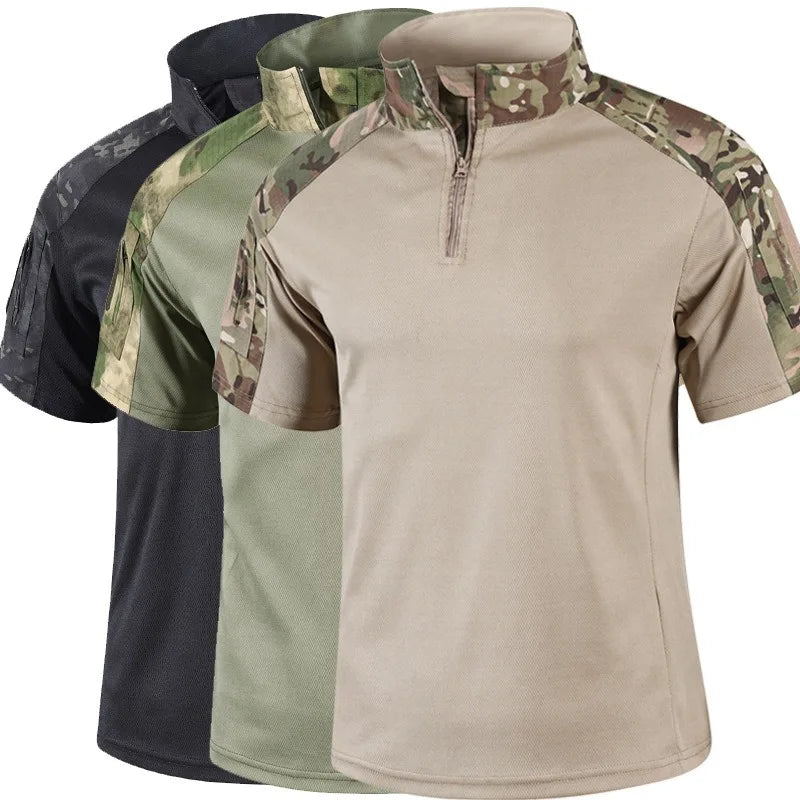 Taktisches Shirt Kaiven™ mit Camouflage-Einsätzen und Reißverschlusskragen