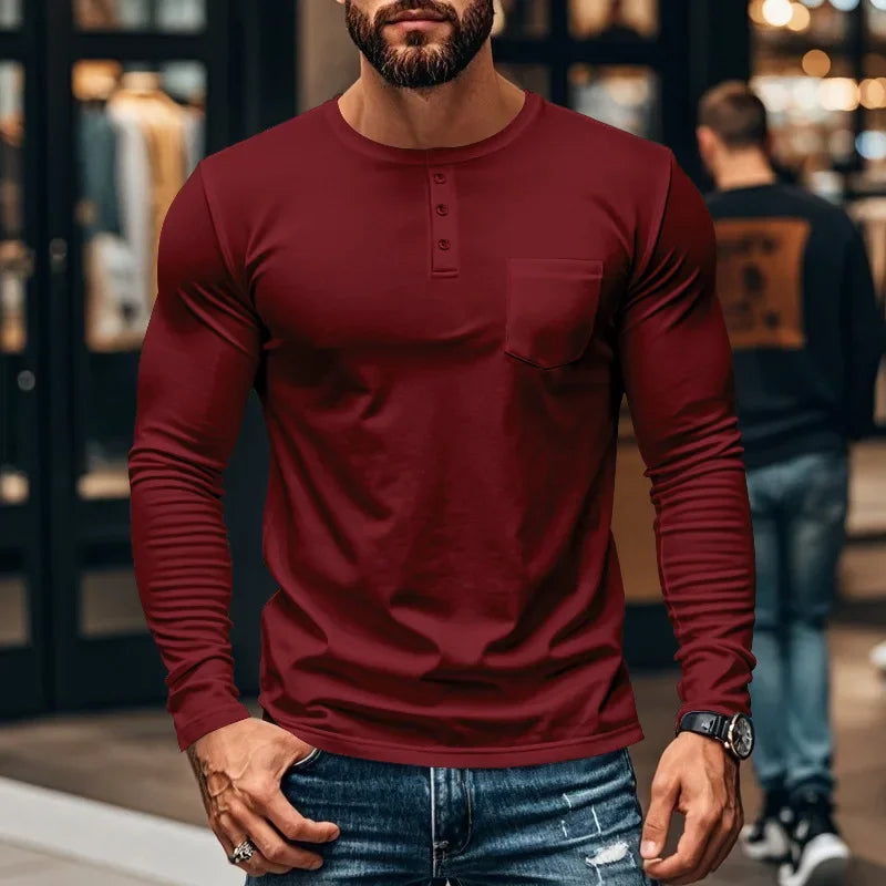 Northline™ Langarmshirt Mit Henley-Kragen und Figurbetonter Passform