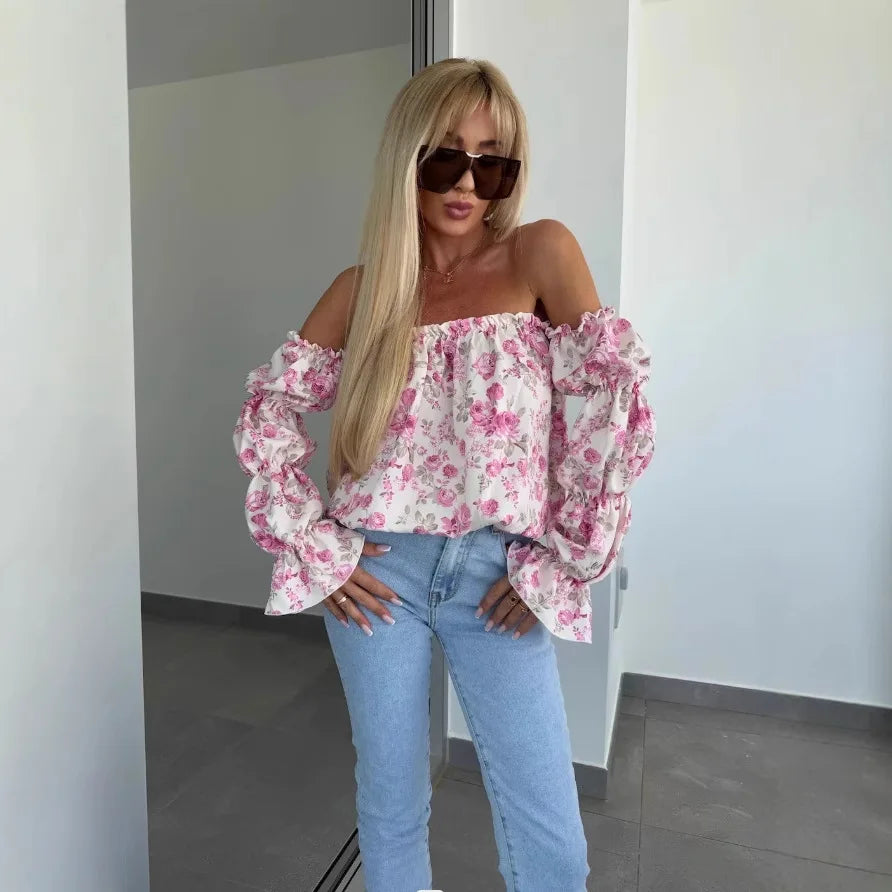 Florenze™ Bluse mit schulterfreiem Design und eleganter Blumenoptik