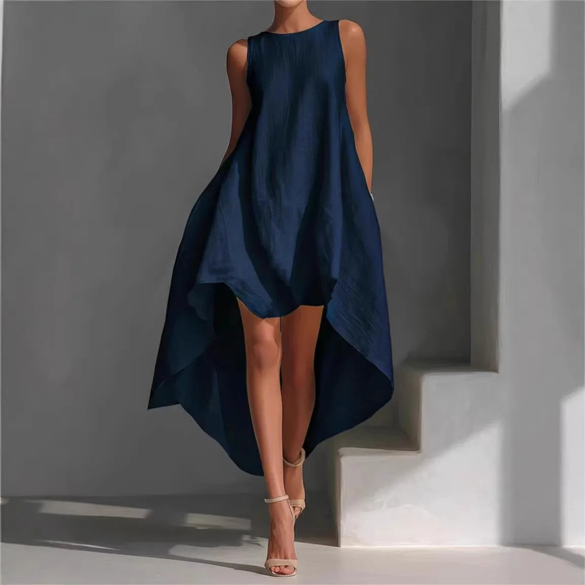 Solennie™ Kleid Mit Verlängertem Saum und Minimalistischem Design