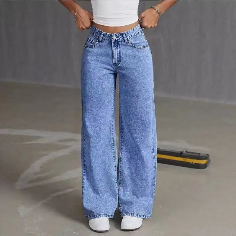 Jeans Finja™ mit hoher Taille, geradem Schnitt und weitem Bein