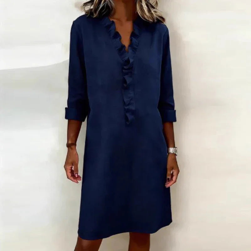 Calyra™-Kleid mit Rüschen am Ausschnitt und Eleganter Passform