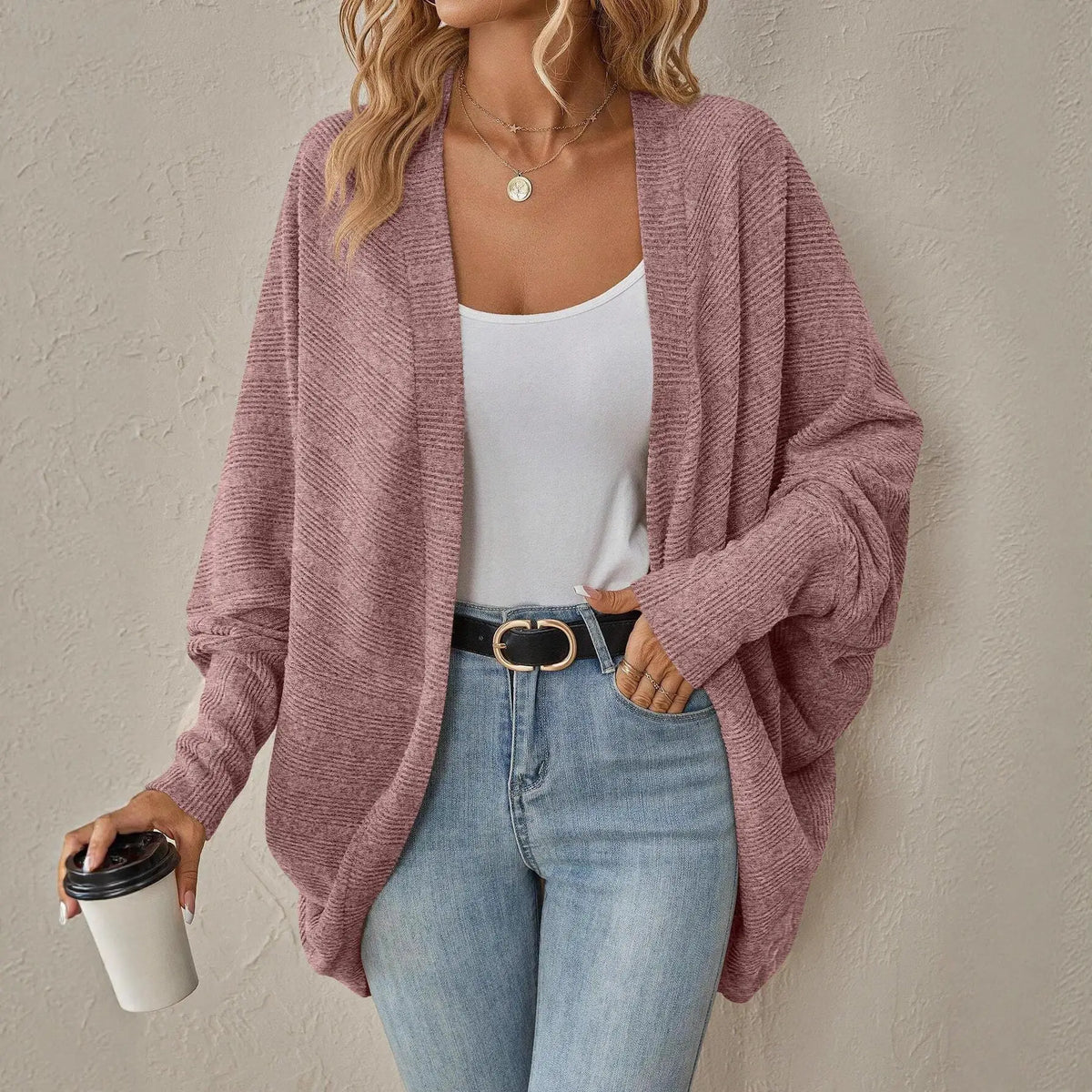 Cardigan Tessa™ mit strukturiertem Strick, Schalkragen und verlängertem Schnitt