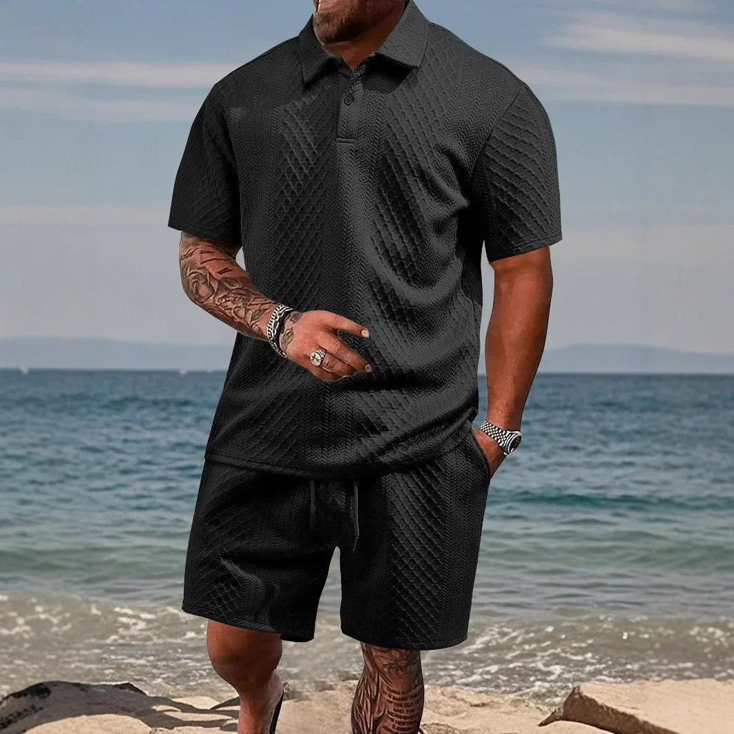 Cristiano™ Set aus strukturierter Strickware mit festem Polokragen
