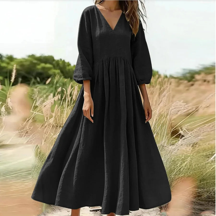 Maxikleid Arietta™ mit V-Ausschnitt, Hoher Taille und Weit Schwingendem Rock