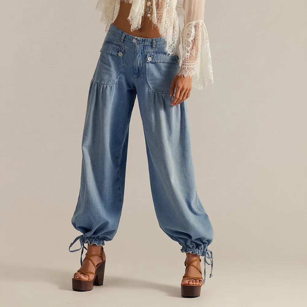 Ballon-Jeans Maristela™ mit Gerafften Einsätzen und Verstellbarem Bindeband am Saum