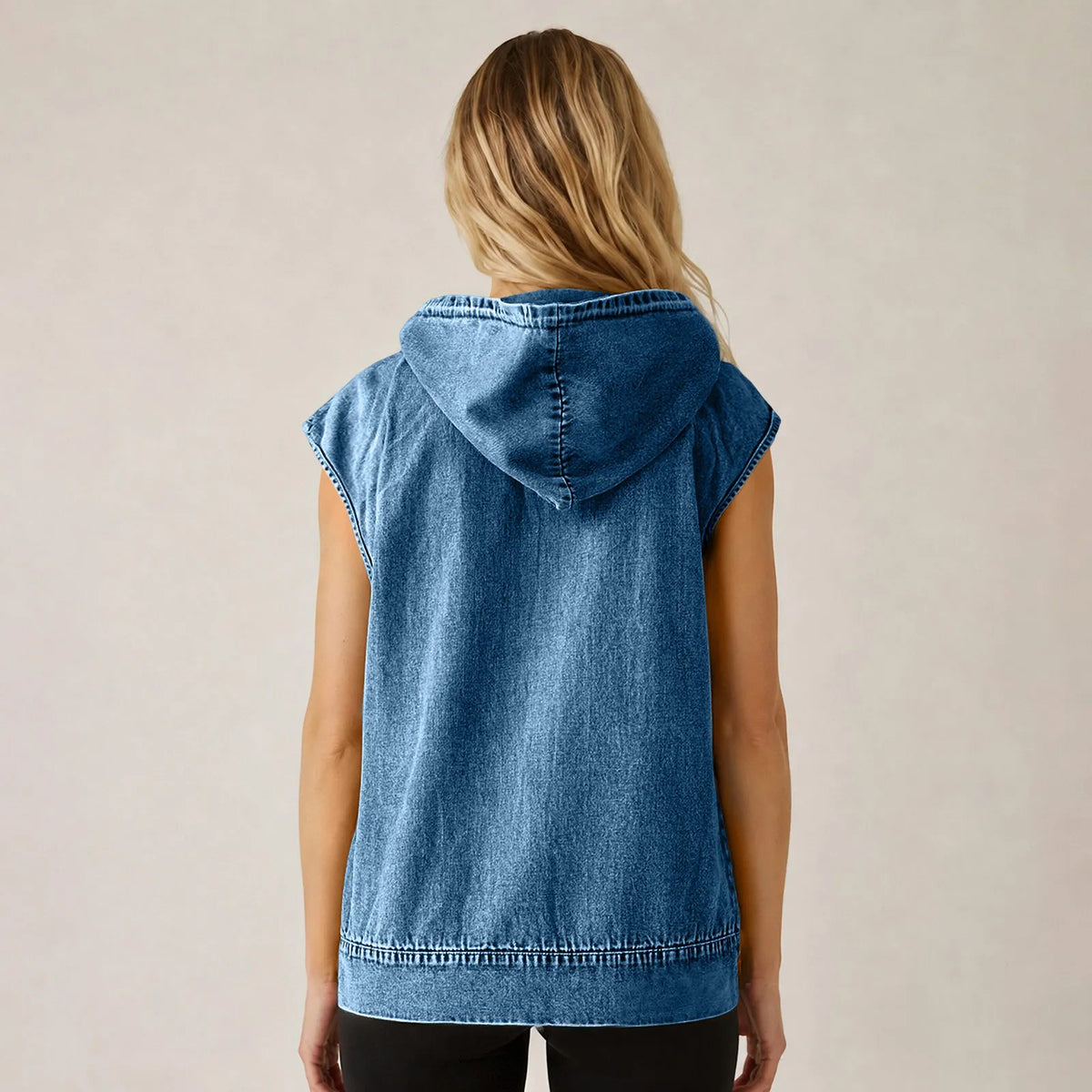 Jeansweste Merina™ mit Verstellbarer Kapuze, Reißverschluss und Oversize-Schnitt