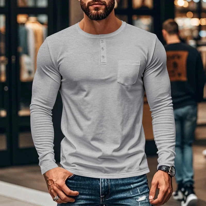 Northline™ Langarmshirt Mit Henley-Kragen und Figurbetonter Passform