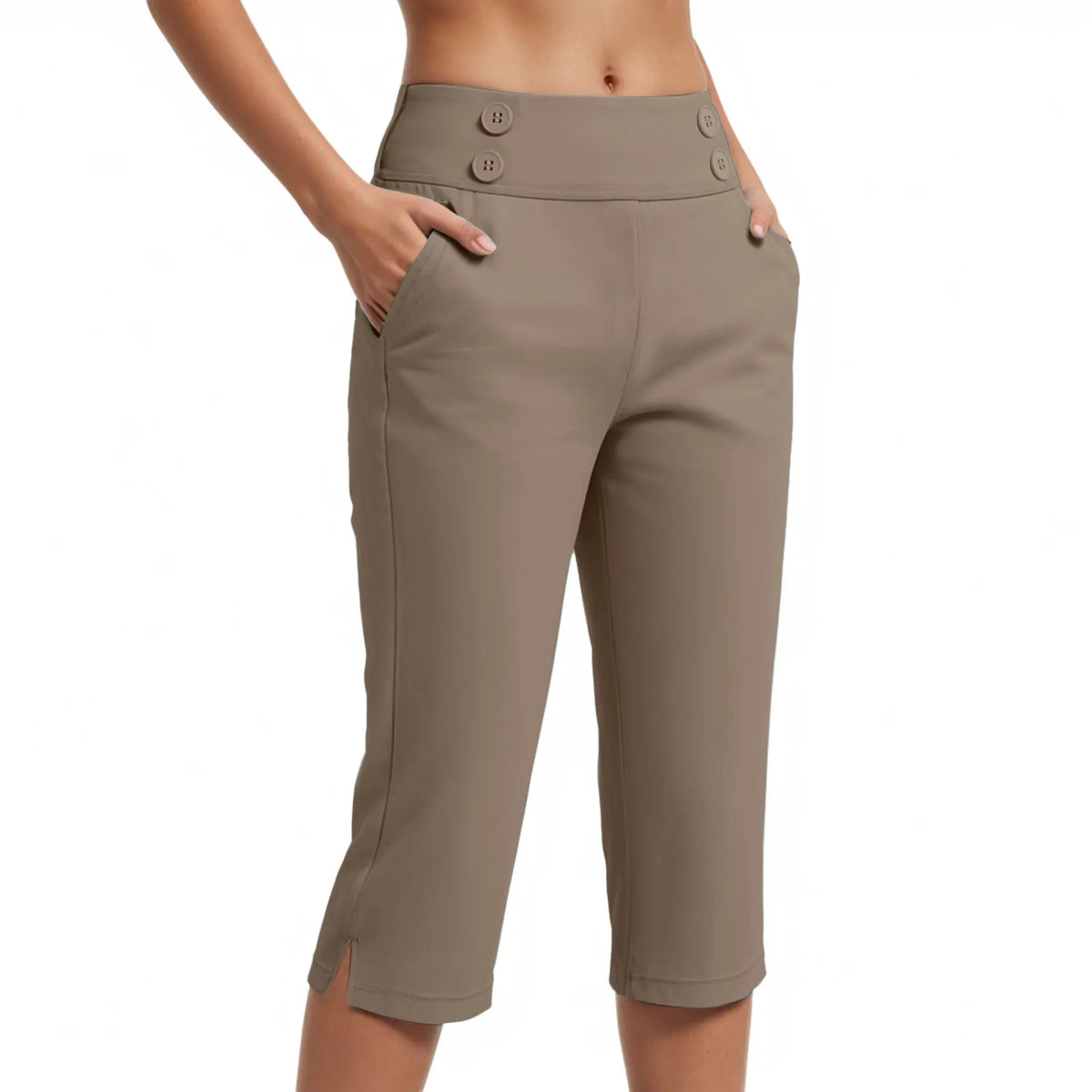 Caprihose Zaragoza™ mit hoher Taille, Zierknöpfen und Seitentaschen
