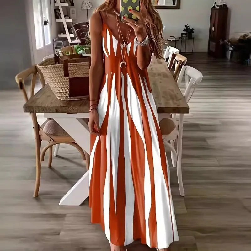 Calenna™ Kleid mit Vertikalen Streifen und V-Ausschnitt