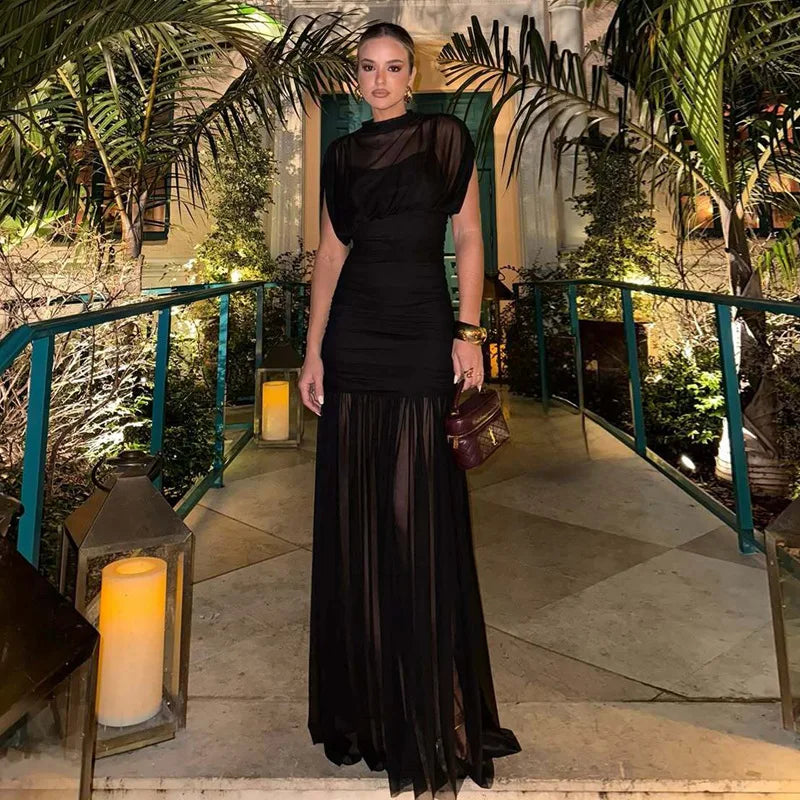 Elixire™-Kleid mit Durchscheinendem Tüll und Raffinierten Falten