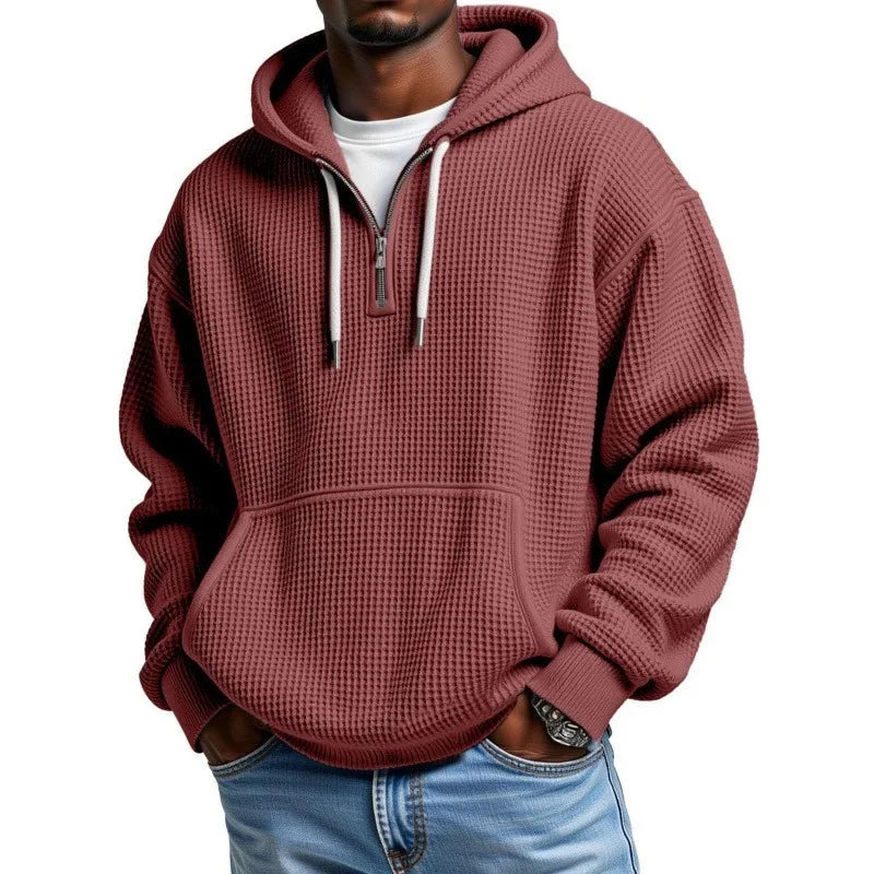 Hoodie Lennard™ mit feiner Waffelstruktur, Kapuze und Kängurutasche
