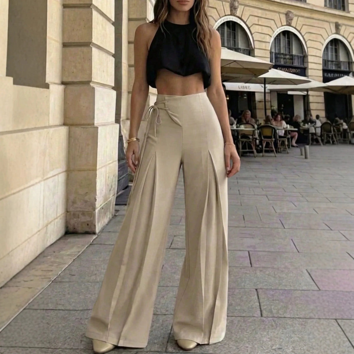 Montalva™ Hose mit hoher Taille, weitem Palazzo-Schnitt und seitlichem Bindeband