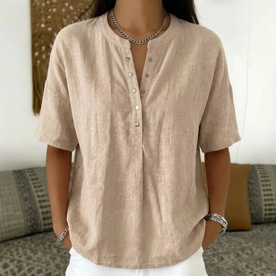 Bluse Ambrina™ mit Zarten Knöpfen am Ausschnitt und Lockerem Schnitt