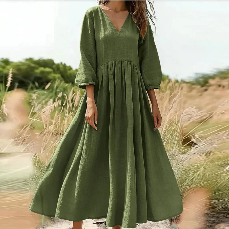 Maxikleid Arietta™ mit V-Ausschnitt, Hoher Taille und Weit Schwingendem Rock