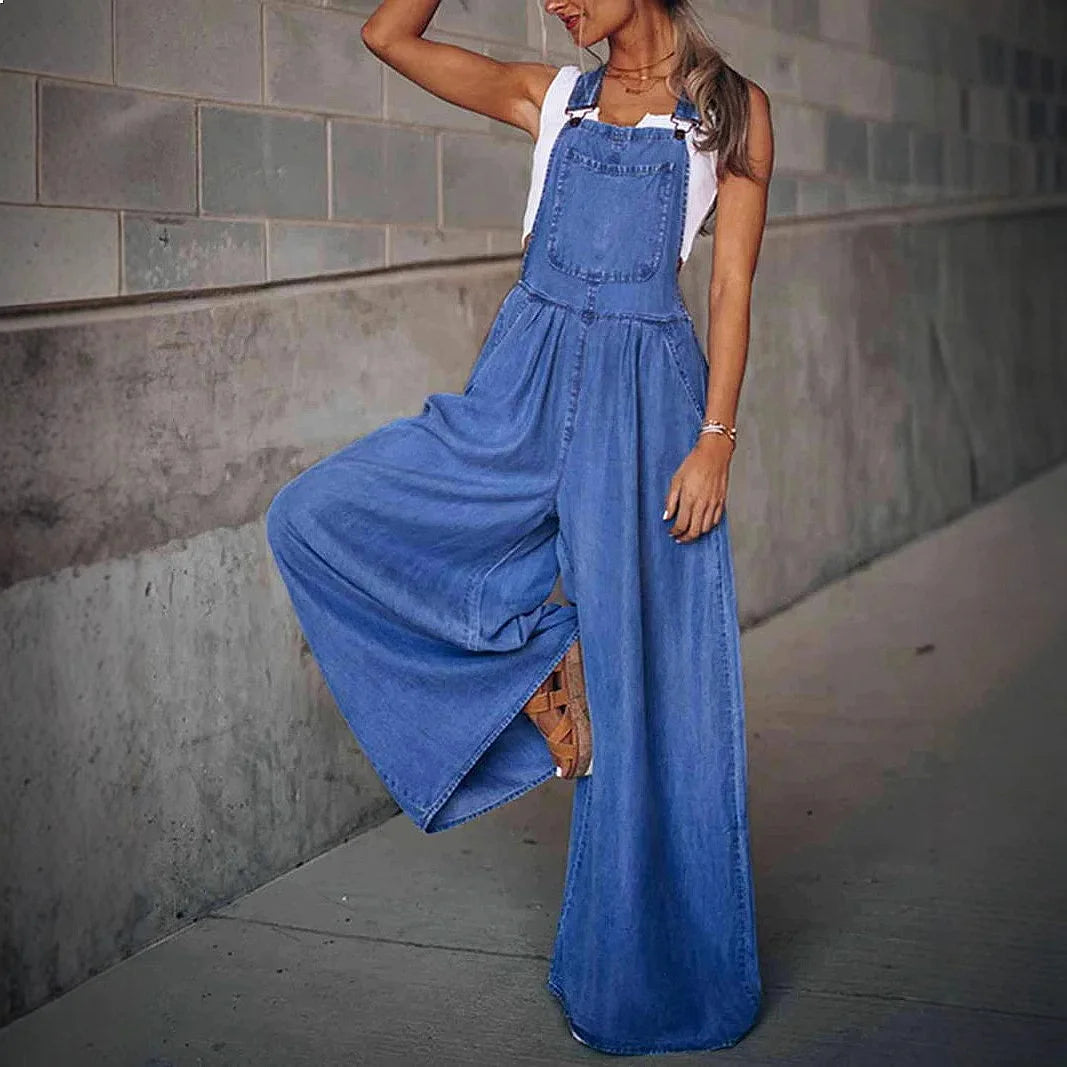 Jeans-Overall Belmira™ mit Weitem Bein und Trägern mit Dekorativen Schnallen