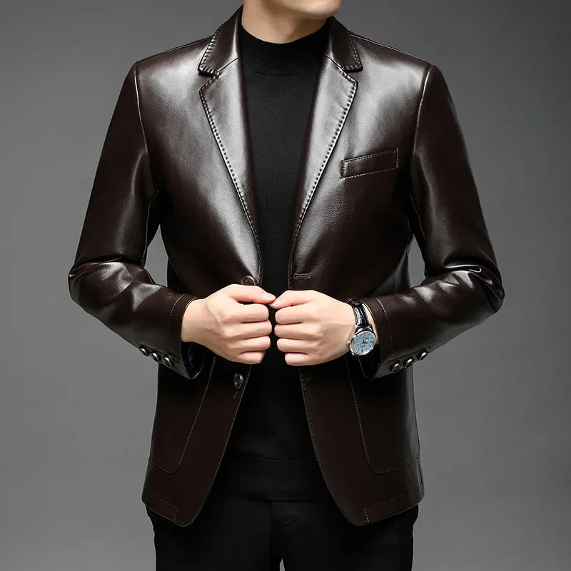Mikkel™ Lederjacke im Blazer-Stil aus Premium-Leder mit minimalistischem Design