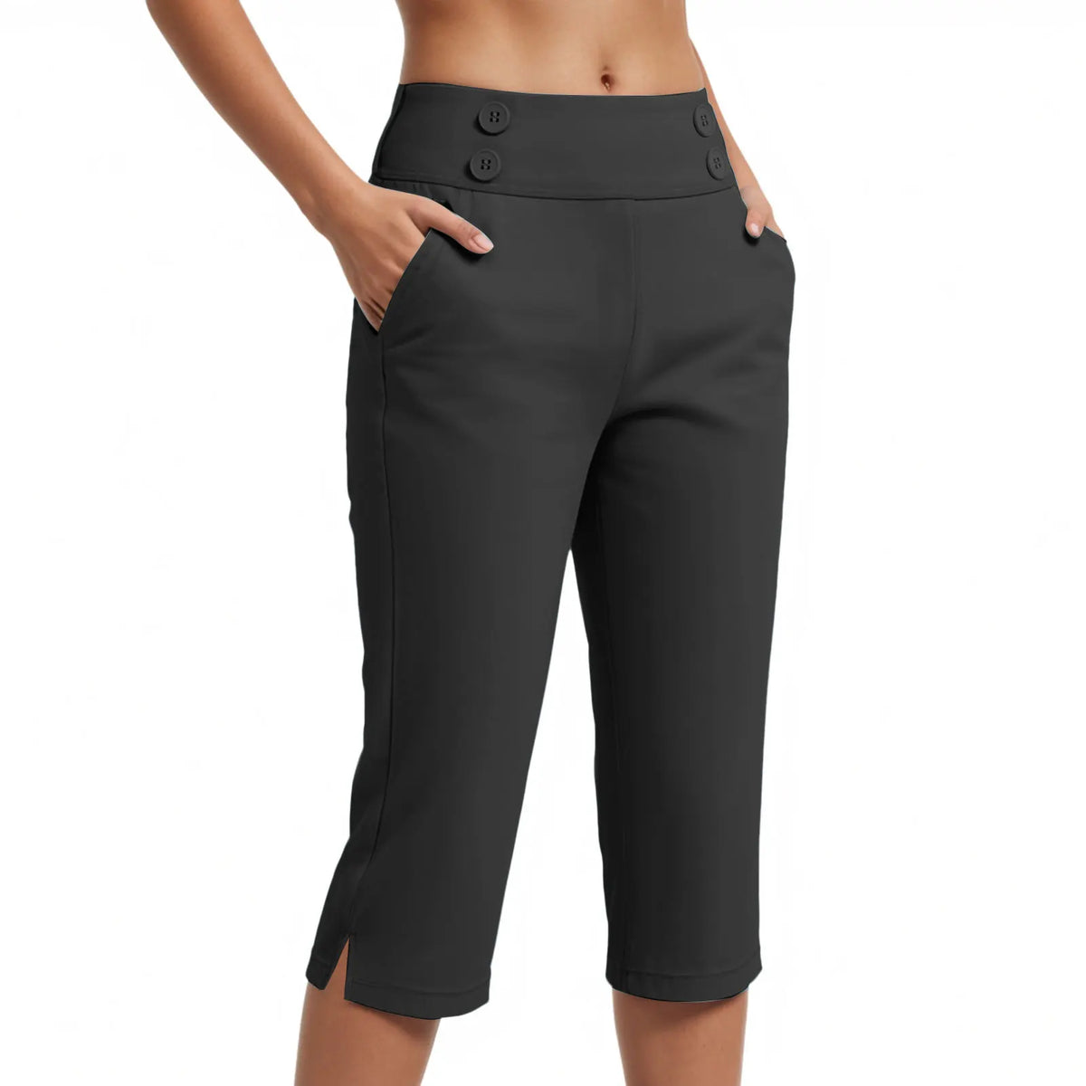 Caprihose Zaragoza™ mit hoher Taille, Zierknöpfen und Seitentaschen