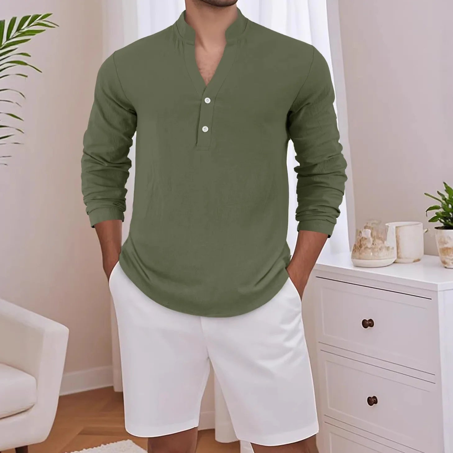 Stephan™ Hemd Aus Baumwoll-Leinen Mit Minimalistischem Design