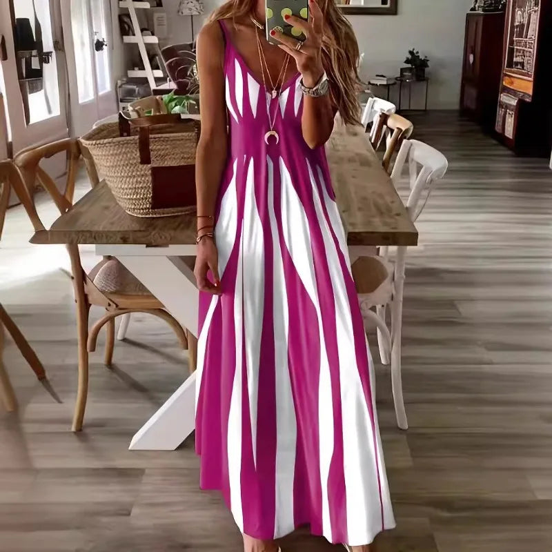 Calenna™ Kleid mit Vertikalen Streifen und V-Ausschnitt