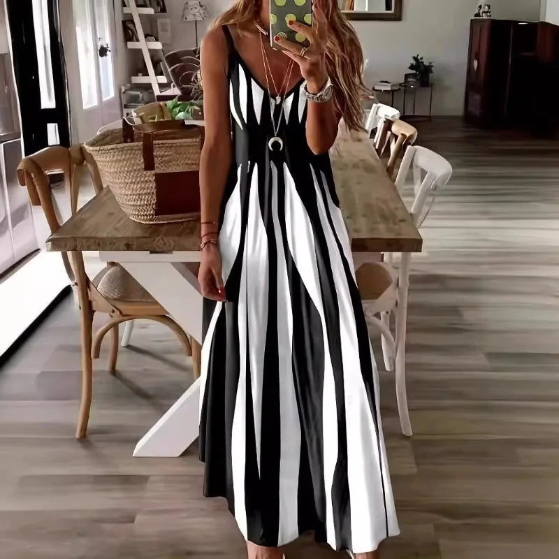 Calenna™ Kleid mit Vertikalen Streifen und V-Ausschnitt