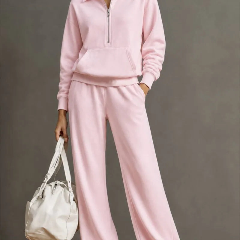 Rieke™ Set mit Half-Zip-Oberteil, Kängurutasche und weit geschnittener Hose
