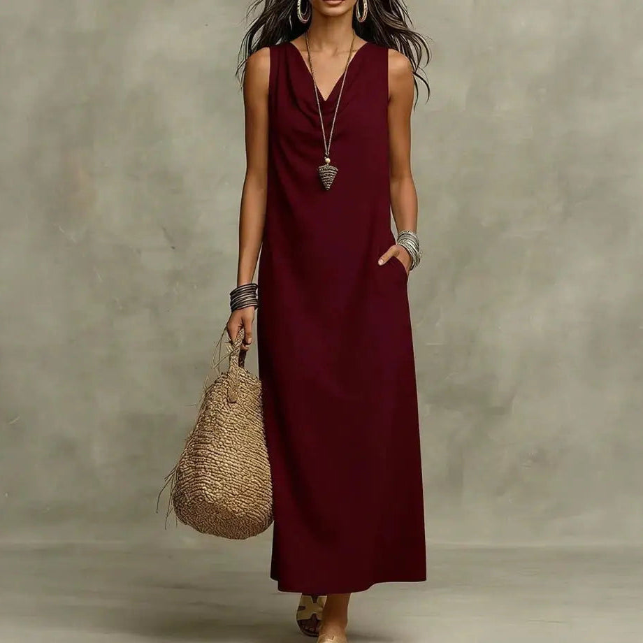 Merle™ Maxikleid mit drapiertem Ausschnitt und Seitentaschen
