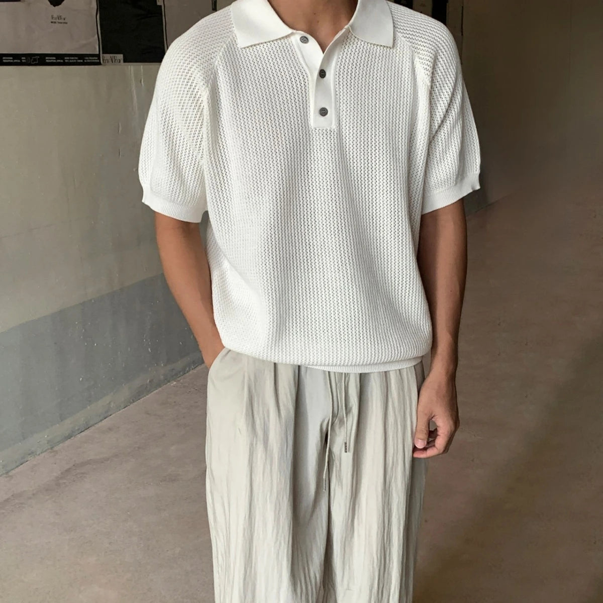Poloshirt Hagen™ mit strukturierter Strickoptik, Kragen und Knopfleiste