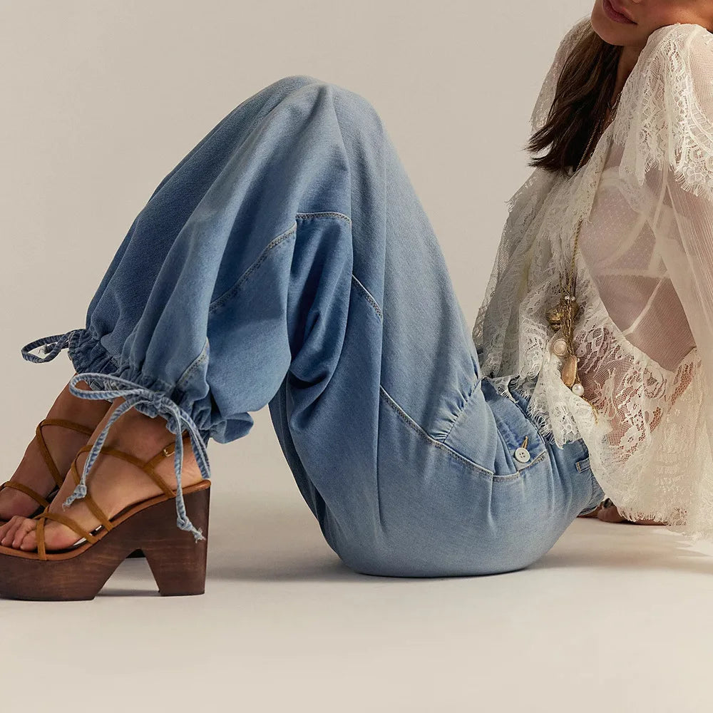Ballon-Jeans Maristela™ mit Gerafften Einsätzen und Verstellbarem Bindeband am Saum