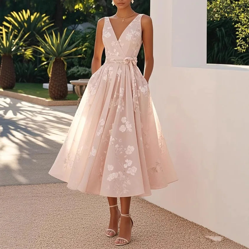 Kleid Lavienne™ mit floralem Muster und betonter Taille mit Bindegürtel