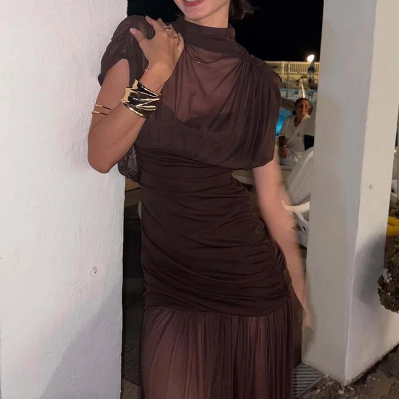 Elixire™-Kleid mit Durchscheinendem Tüll und Raffinierten Falten