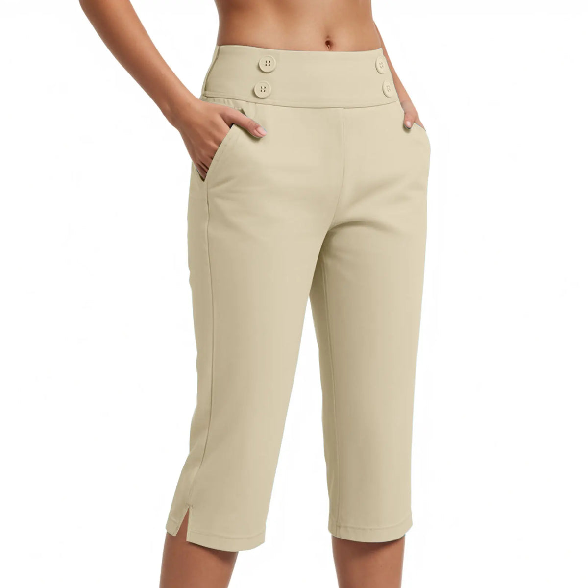Caprihose Zaragoza™ mit hoher Taille, Zierknöpfen und Seitentaschen