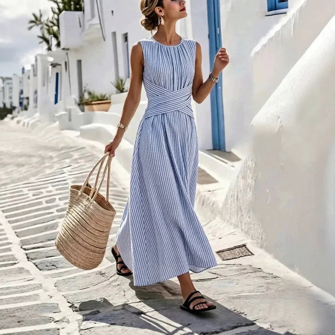 Kleid Alessine™ mit Vertikalen Streifen und Wickeldetail an der Taille