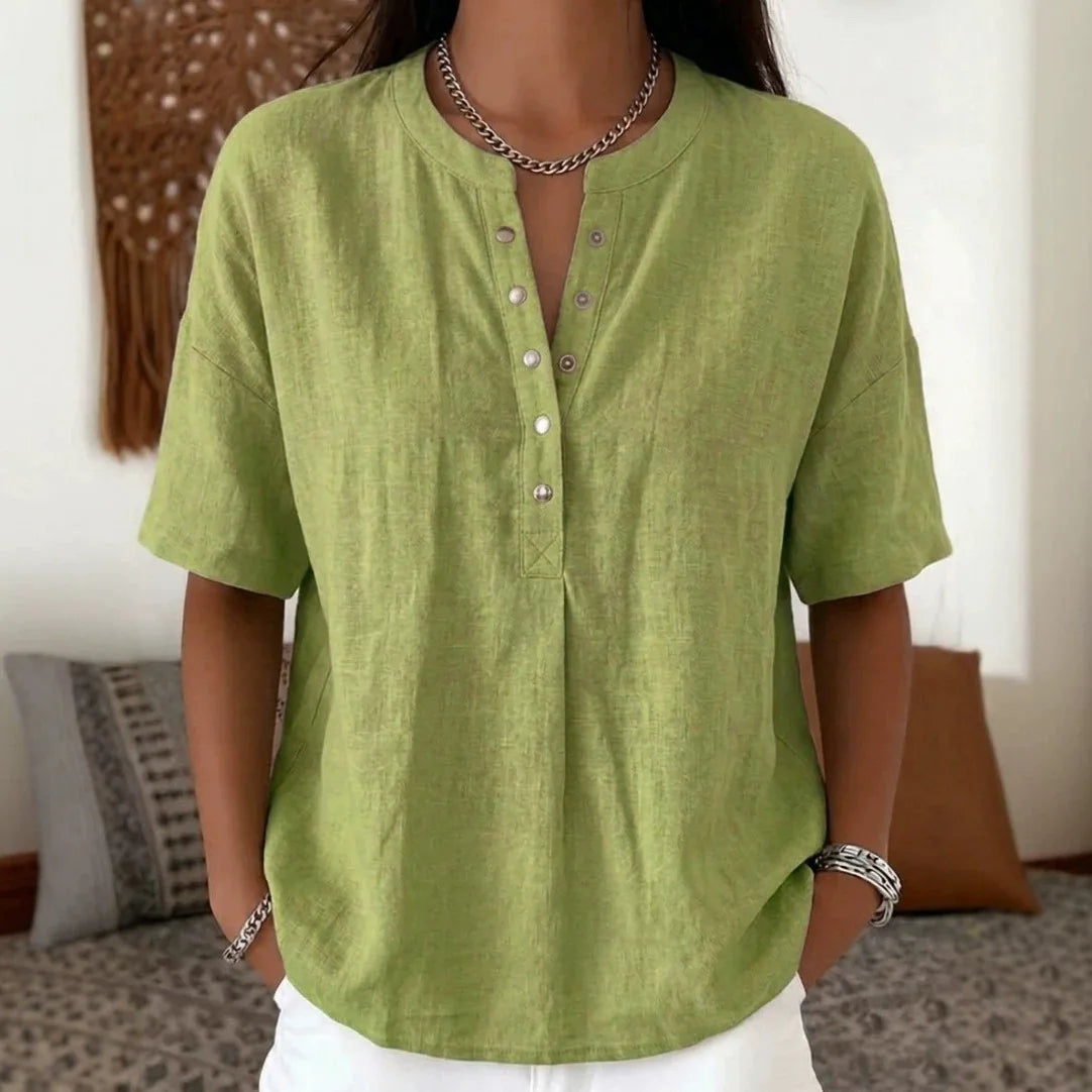 Bluse Ambrina™ mit Zarten Knöpfen am Ausschnitt und Lockerem Schnitt