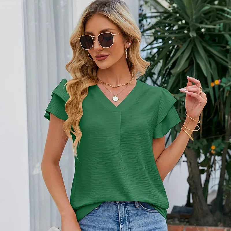 Pauline™ Bluse mit gestuften Ärmeln und Frontfalte