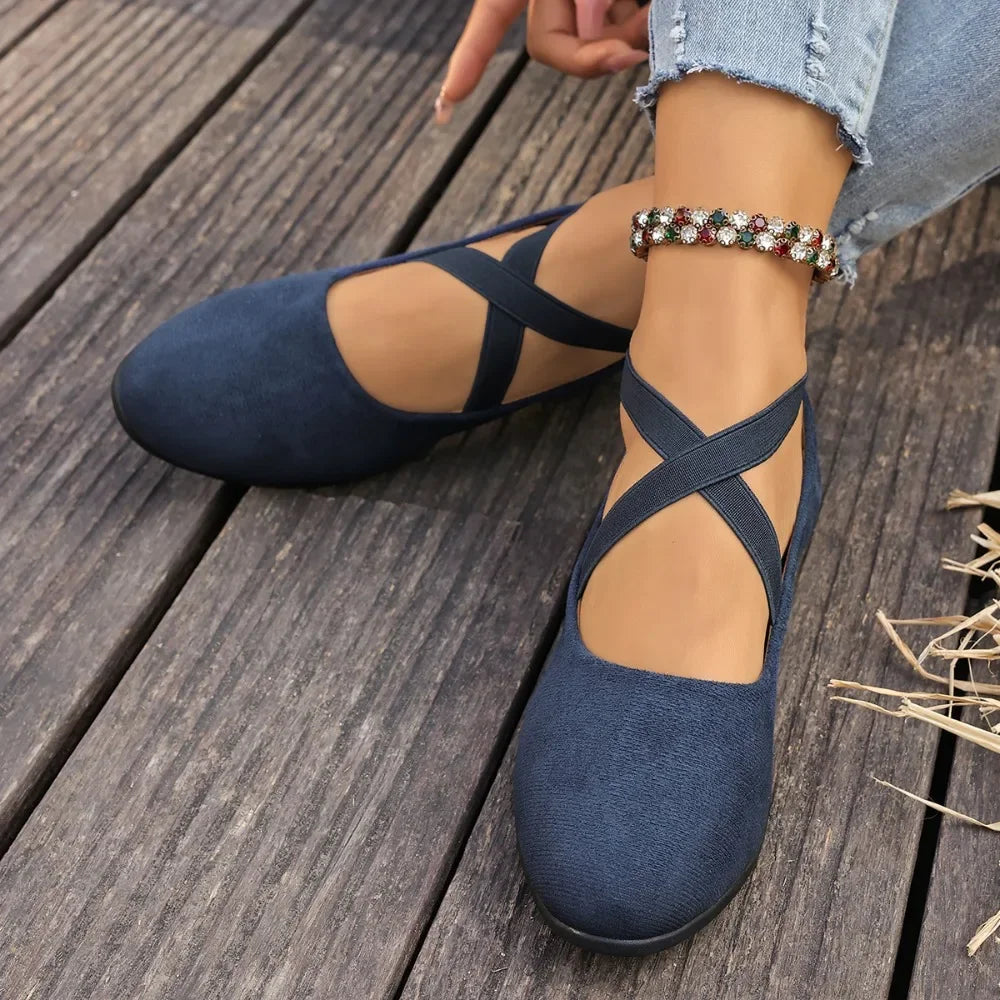 Alouette™ Schuhe Mit Veloursoptik und Gekreuzten Riemen