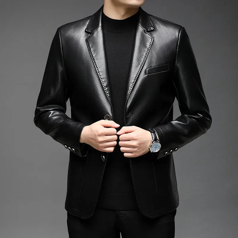 Mikkel™ Lederjacke im Blazer-Stil aus Premium-Leder mit minimalistischem Design