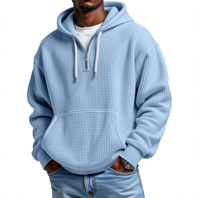Hoodie Lennard™ mit feiner Waffelstruktur, Kapuze und Kängurutasche