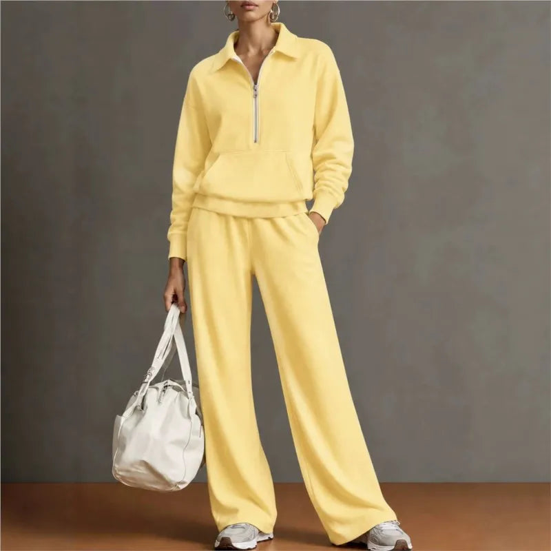 Rieke™ Set mit Half-Zip-Oberteil, Kängurutasche und weit geschnittener Hose
