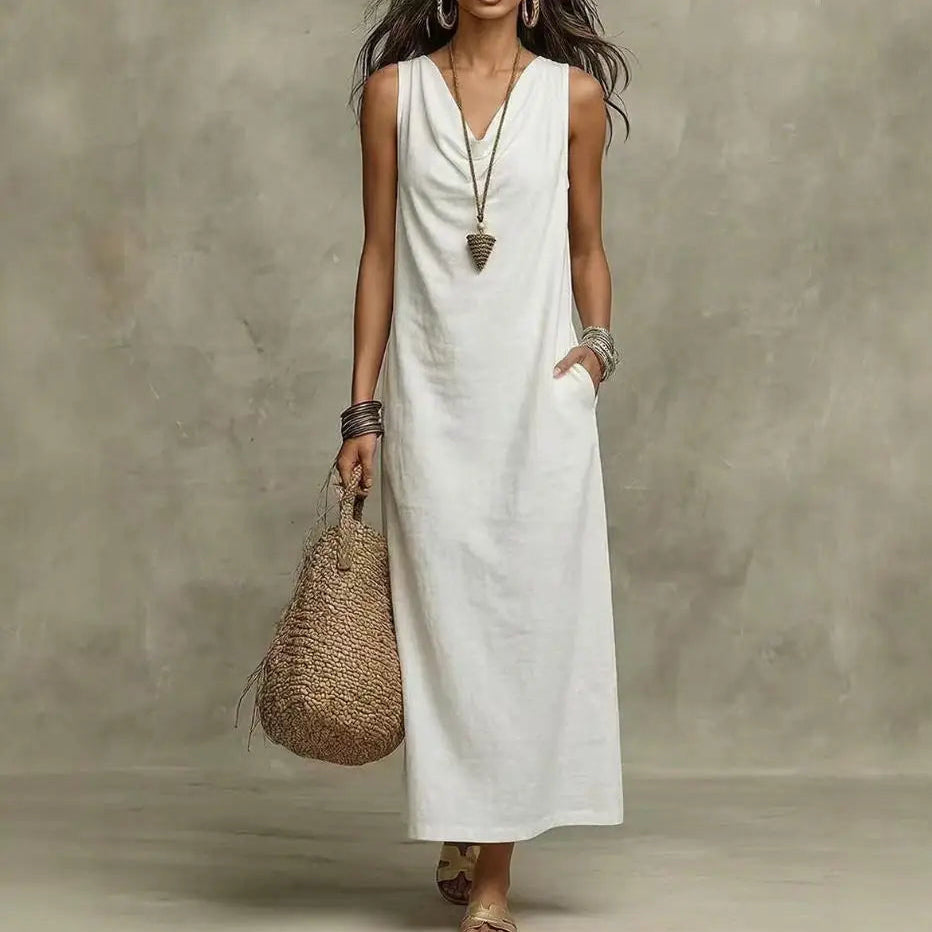 Merle™ Maxikleid mit drapiertem Ausschnitt und Seitentaschen