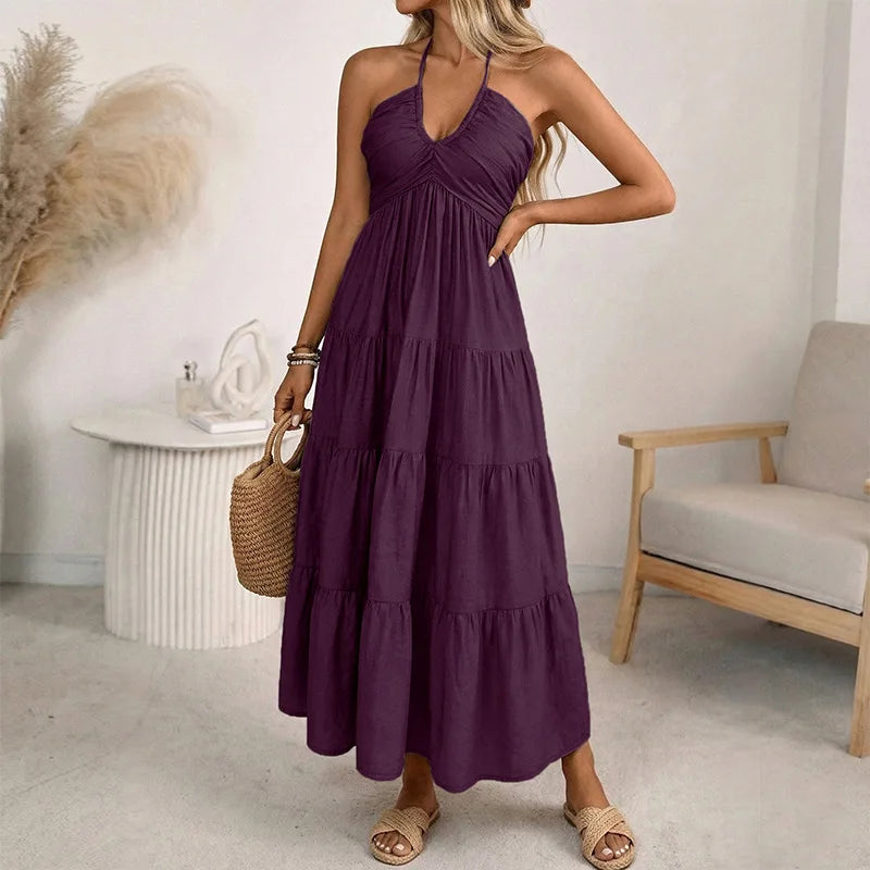 Solara Breeze™ Kleid Mit Halterneck-Ausschnitt und Weitem Stufenrock