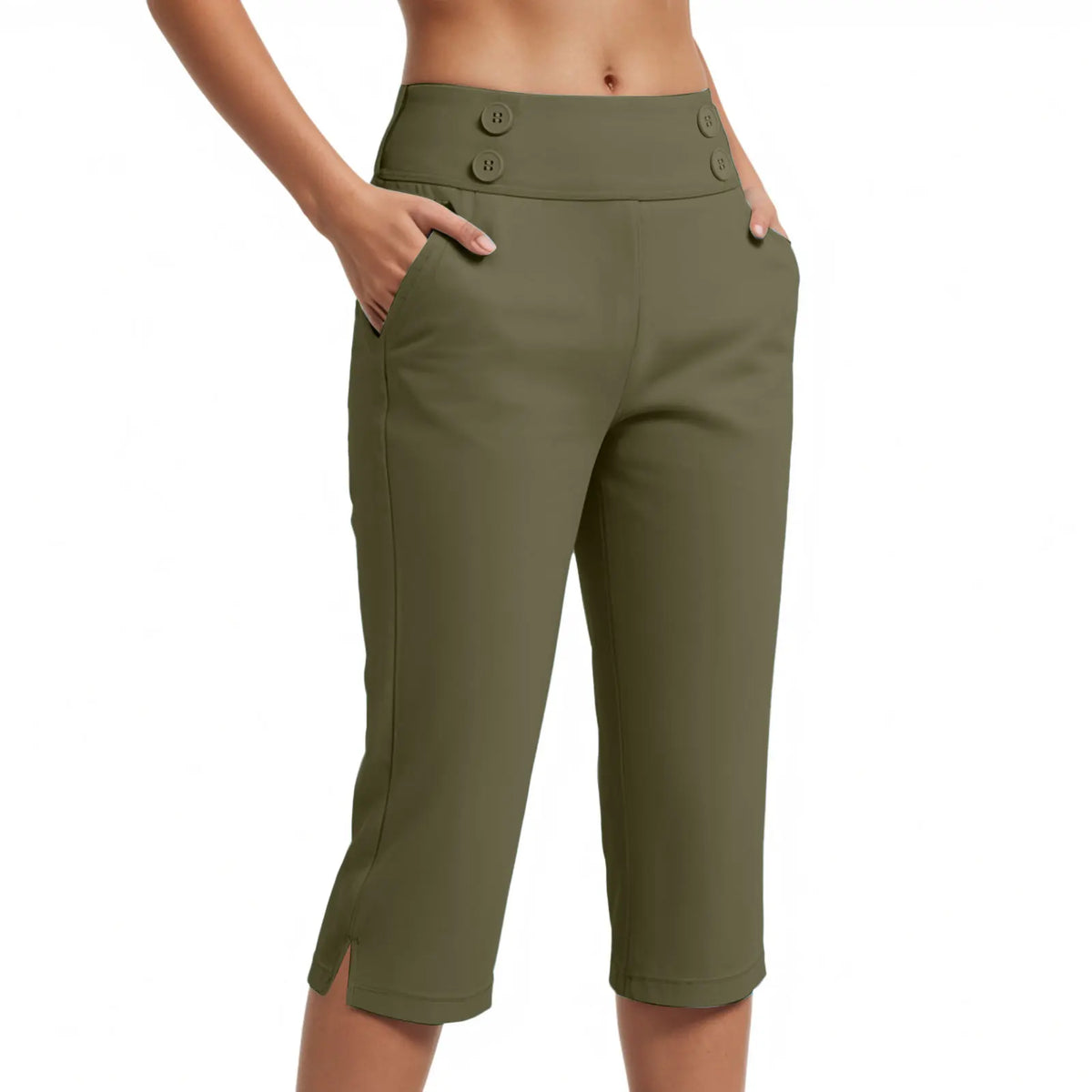 Caprihose Zaragoza™ mit hoher Taille, Zierknöpfen und Seitentaschen