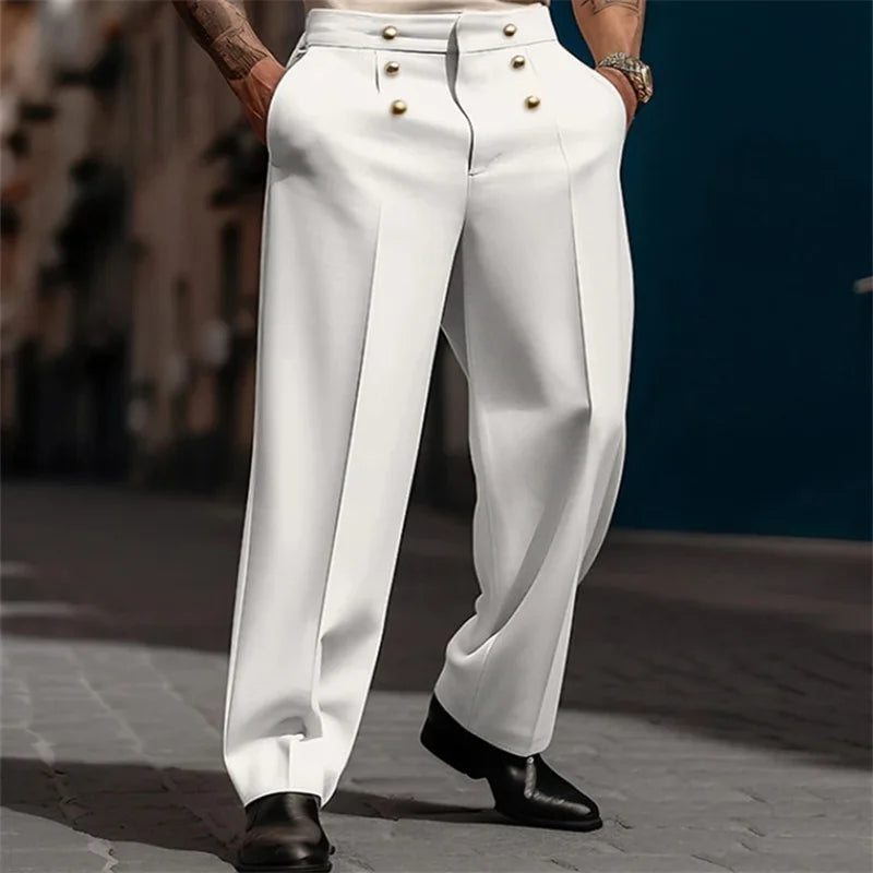 Marten™ Hose mit hoher Taille, Bundfalten und Metallknöpfen
